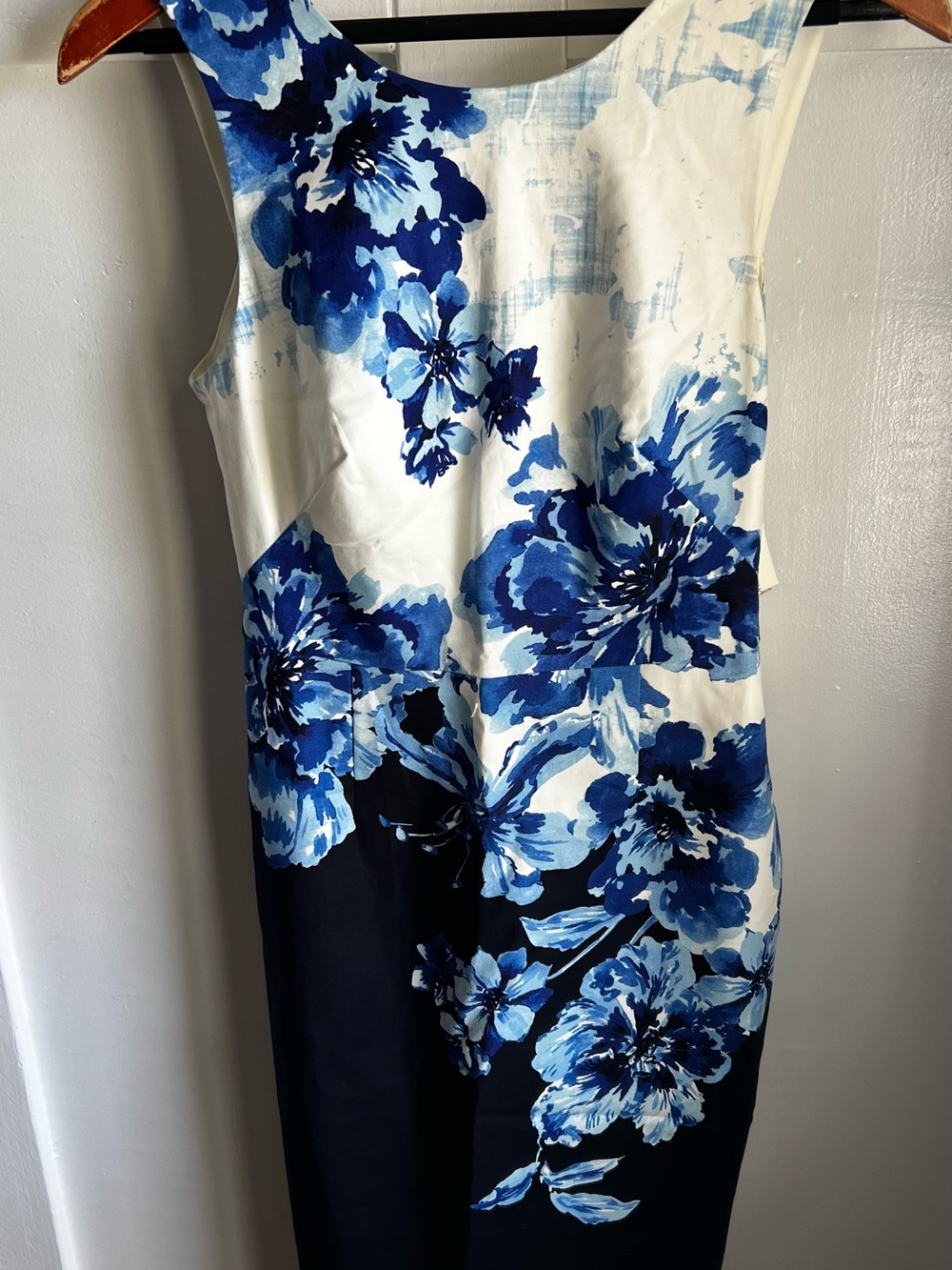Maeve White and Blue Floral Sheath Dress
